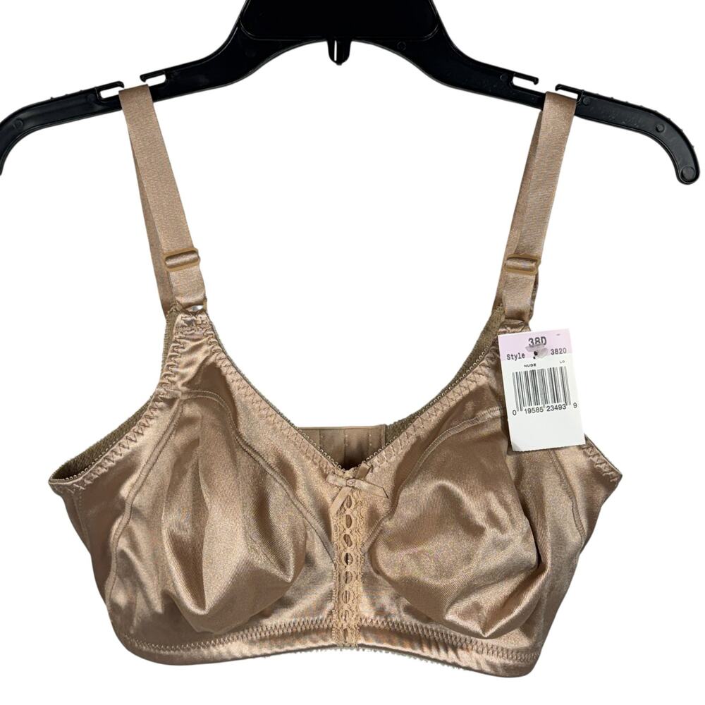 Bali SZ 38D Double Support Wireless Bra Adjustable Wicking Full Coverage Nude